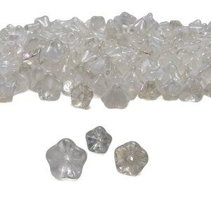 200+ Czech Flowers Glass Bead Mix Clear White AB Jewelry Making Supplies